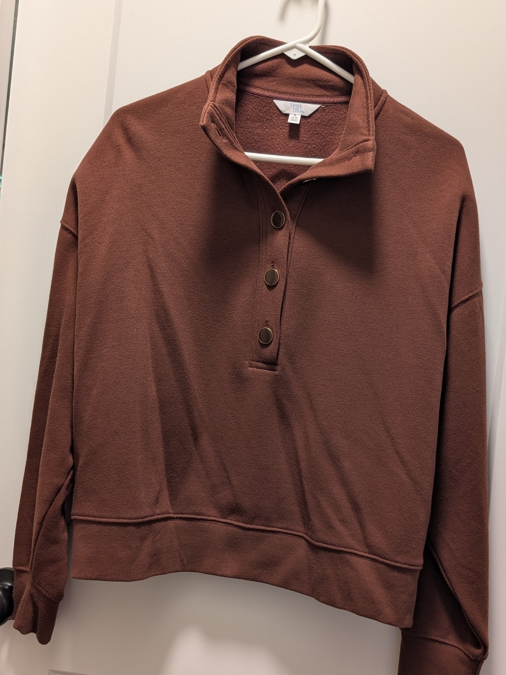Cozy Button-Front Pullover Sweater - Brown